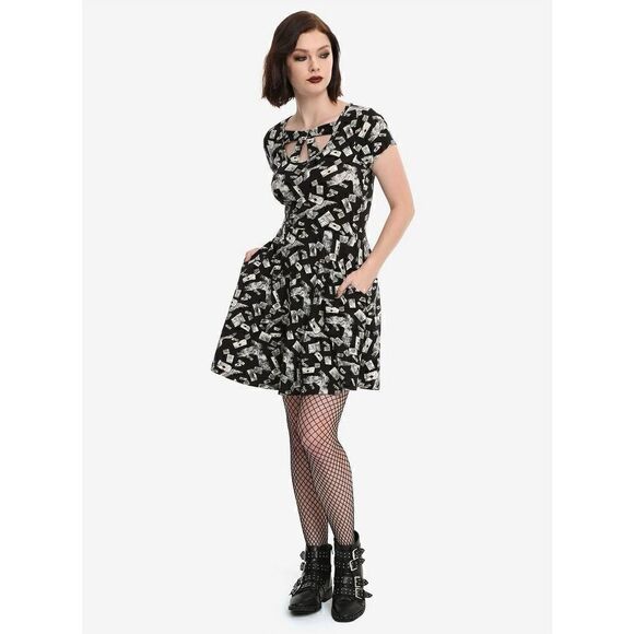 Harry Potter Hogwarts Letter black mini Dress hot topic exclusive size xs - Picture 1 of 14